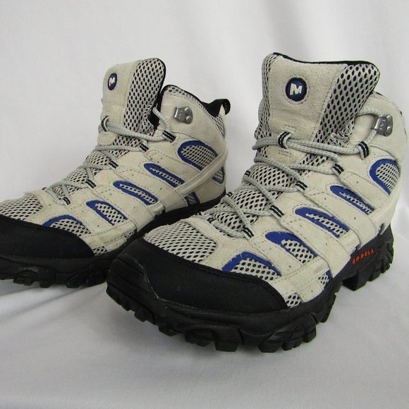 Merrell Other - Merrell Men's Moab Hiking Ankle Boots Light Grey & Blue Sz 11